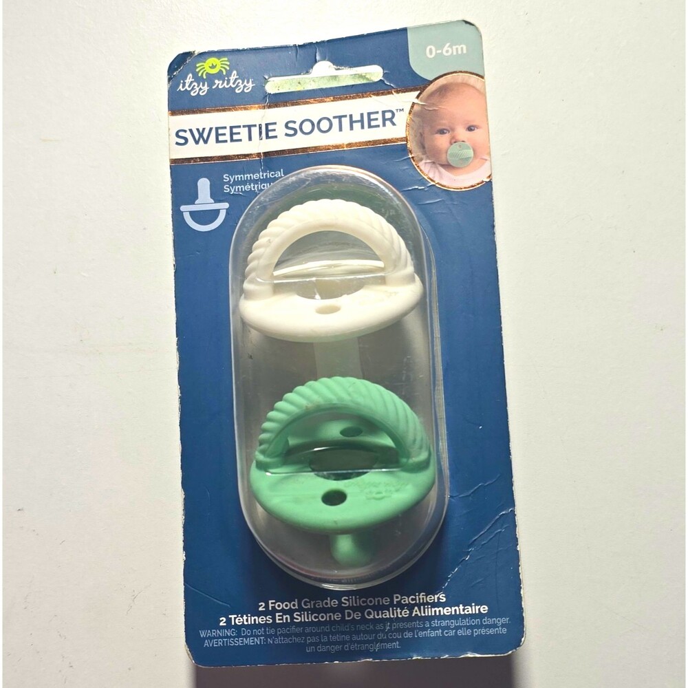 Itzy Ritzy Sweetie Soother 0-6M 2-Pack Silicone Orthodontic Pacifiers Mint/White